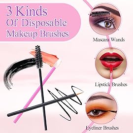 248 Pcs Disposable Makeup Applicators with Triangle Puffs, Mascara wands, Lip/Eyeliner Brushes Disposable Makeup Applicator Kit for Makeup Artist Supplies