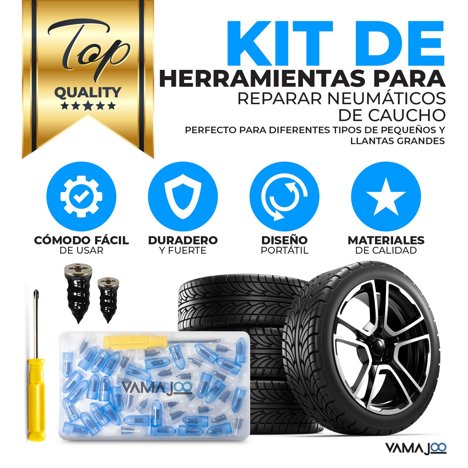 Tornillos para Pinchazos Neumaticos - Kit Repara Pinchazos Coche 70Pcs - Kit Antipinchazos Coche + Destornillador - Reparador Pinchazos Coche - Kit Repara Pinchazos Moto(35S)+(35L)
