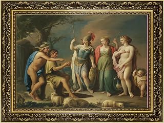 Vintage Framed The Judgement of Paris Wall Art Canvas Print Oil Paintings Reproduction World Classics Artwork Poster Painting Pictures Art Print Elegant Home Decor for Living Room Bedroom (Retro Framed,16L"x20W")