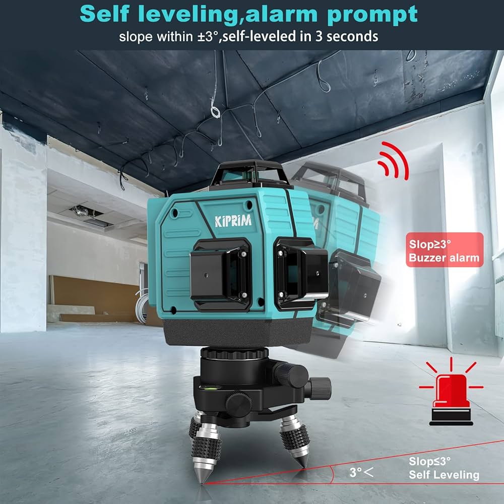 Amazon | Kiprim レーザー墨出し器 12線 3x360°グリーンレーザー
