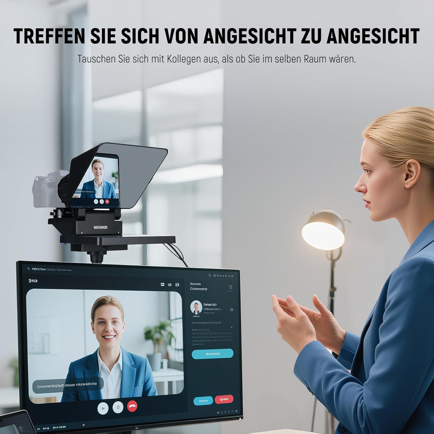 NEEWER 2 in 1 Teleprompter 11 Zoll mit Monitor für Windows MacOS, Unterstützt Bildschirmspiegelung, Tragbarer Prompter für Kamera Mobiltelefon Webcam für YouTube Twitch Live Streaming Konferenzen, X11