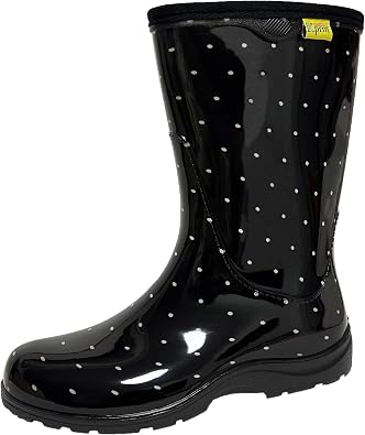 Womens Rain Boots Waterproof Mid Calf Rubber Garden Shoes Outdoor | Fashion Anti-slip Gardening Rainboots for Women with Comfortable Insole Light Mud Work Rain Shoes