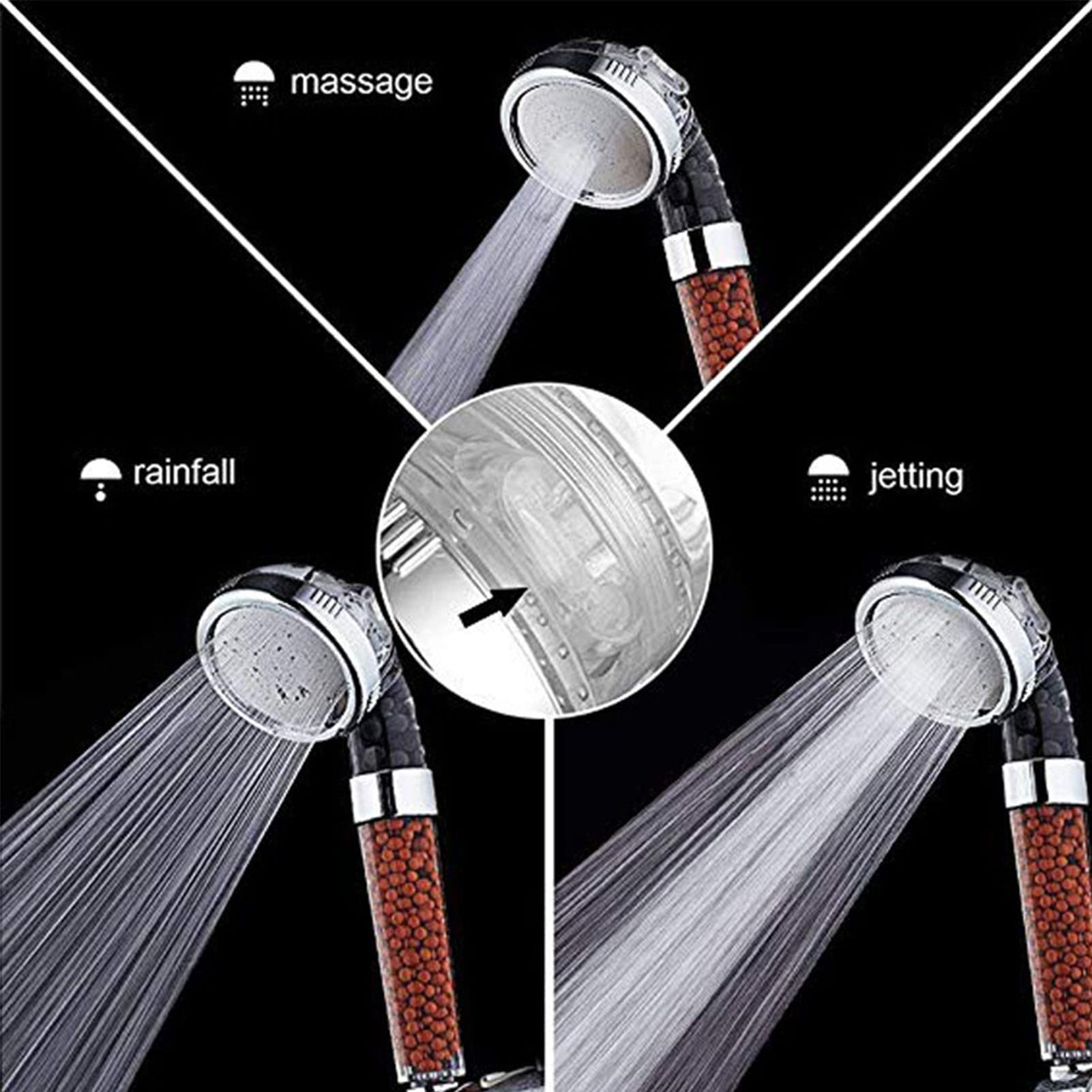 Soffioni doccia ad alta pressione, soffione doccia filtrato con palmare, soffione doccia portatile a risparmio idrico con tubo flessibile, staffa, doccetta staccabile