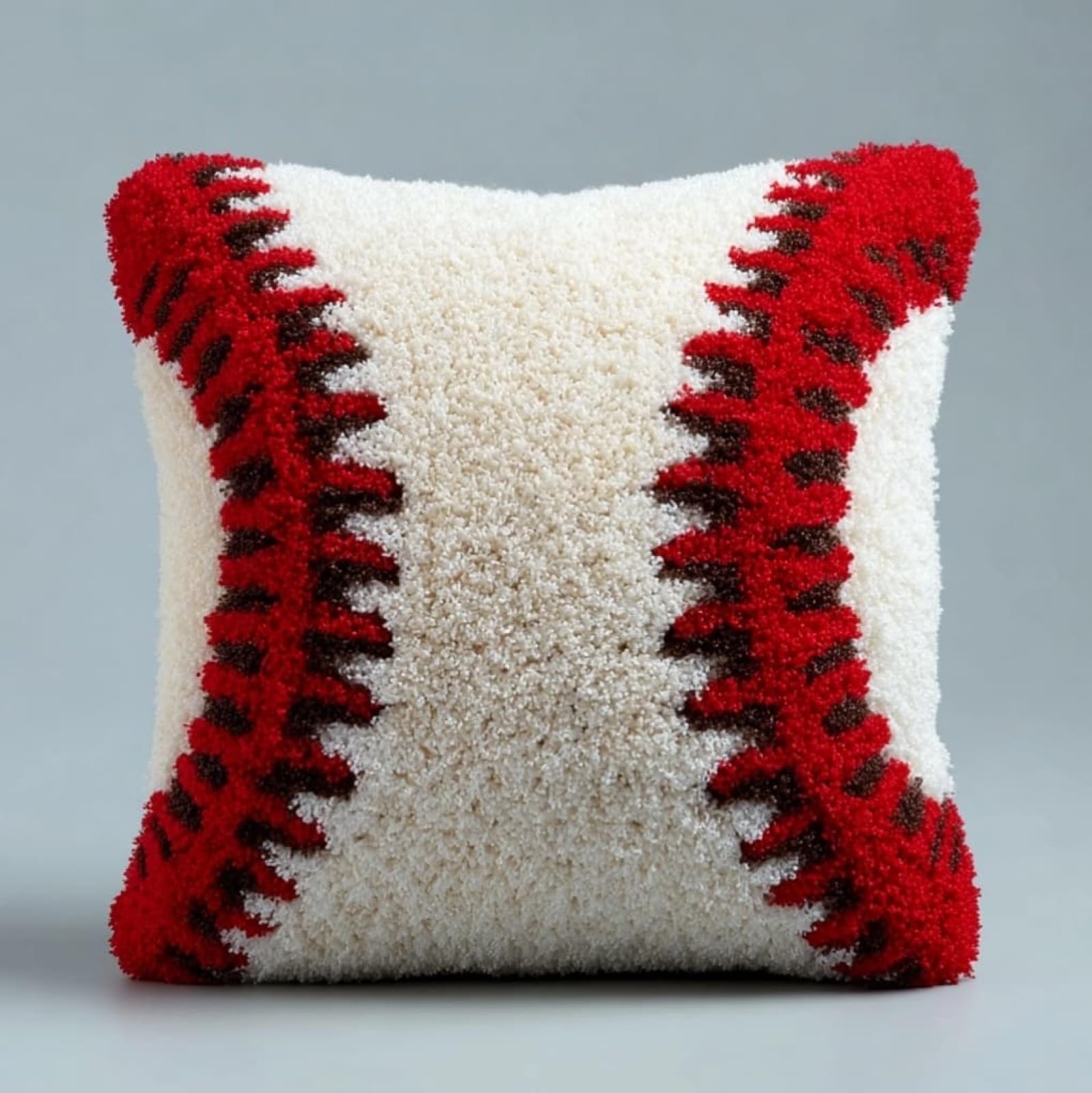 AxiangziK Pre-Printed Latch Hook Pillow Kit,Baseball 17x17 inch Latch Hook Cushion Kits for Adults Beginners,DIY Embroidery Cushion for Home Sofa Decor & Gift Idea