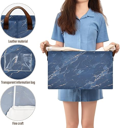 Miniatura 5 de Cartoon Marble Dark Blue Decorative Foldable Storage Baskets Cube Storage Organizer with Handles Shelves Closet Books for Organizing Clothes cajas