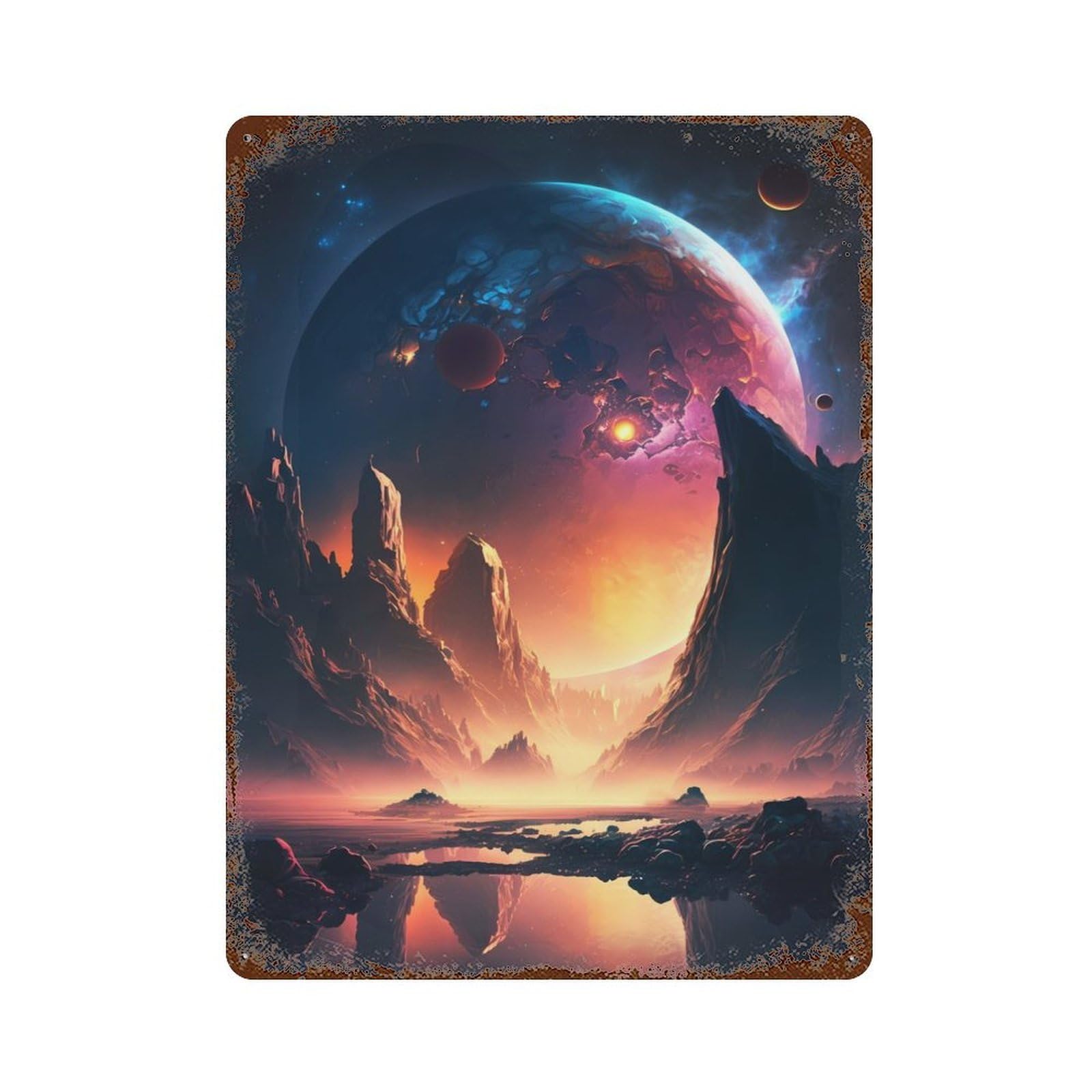 Dawn Of Galactic Retro Metal Sign 15.7"x11.8", Classic Wall Plaque for Basement, Hobby Room And Garage Decor