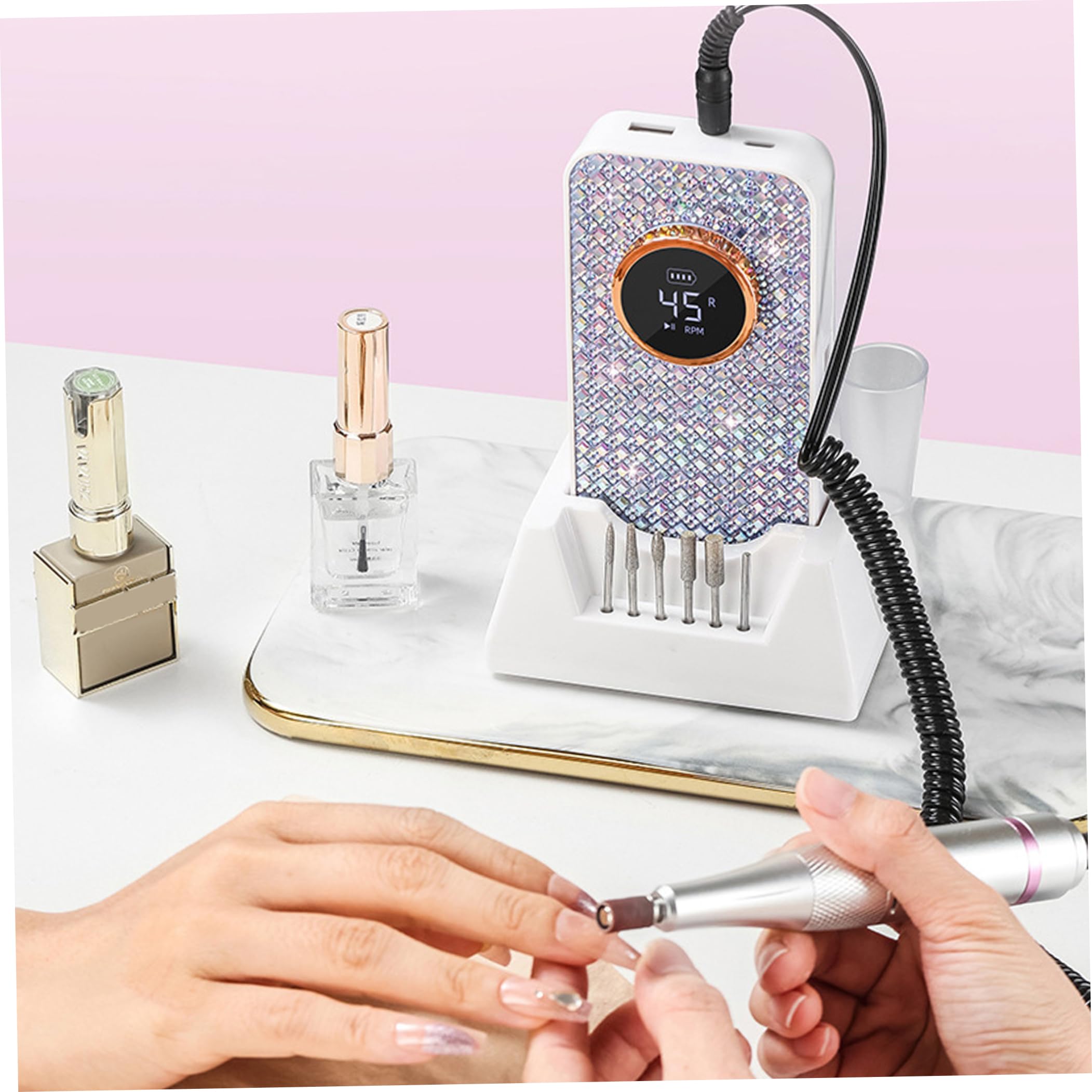 Kit de taladro de uñas, amoladora de uñas eléctrica de 45000 Rpm para eliminación rápida de gel