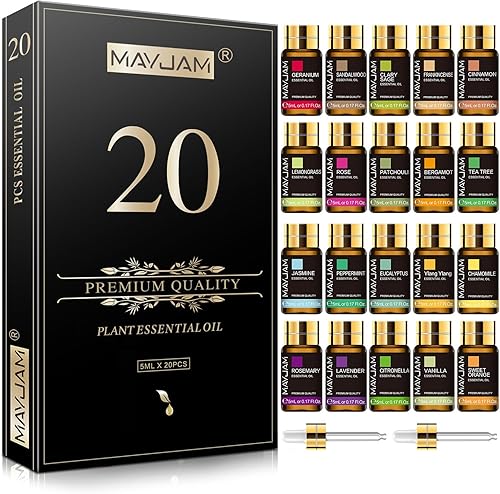 Juego de regalo de aceite esencial puro de árbol de té, 20 piezas, para difusor, humidificadores, cuidado de la piel, masaje, aroma de aceite