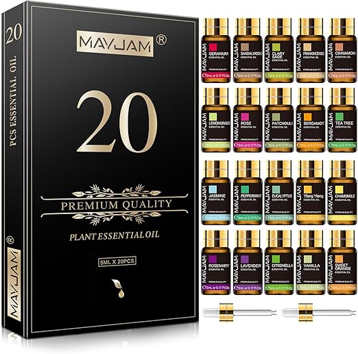 Tea Tree 20 Pcs Pure Essential Oil Gift Set, for Diffuser, Humidifiers, Skin Care, Massage, Fragrance Oil Scent for DIY Candle and Soap Making, Gift for Friend (5ML)