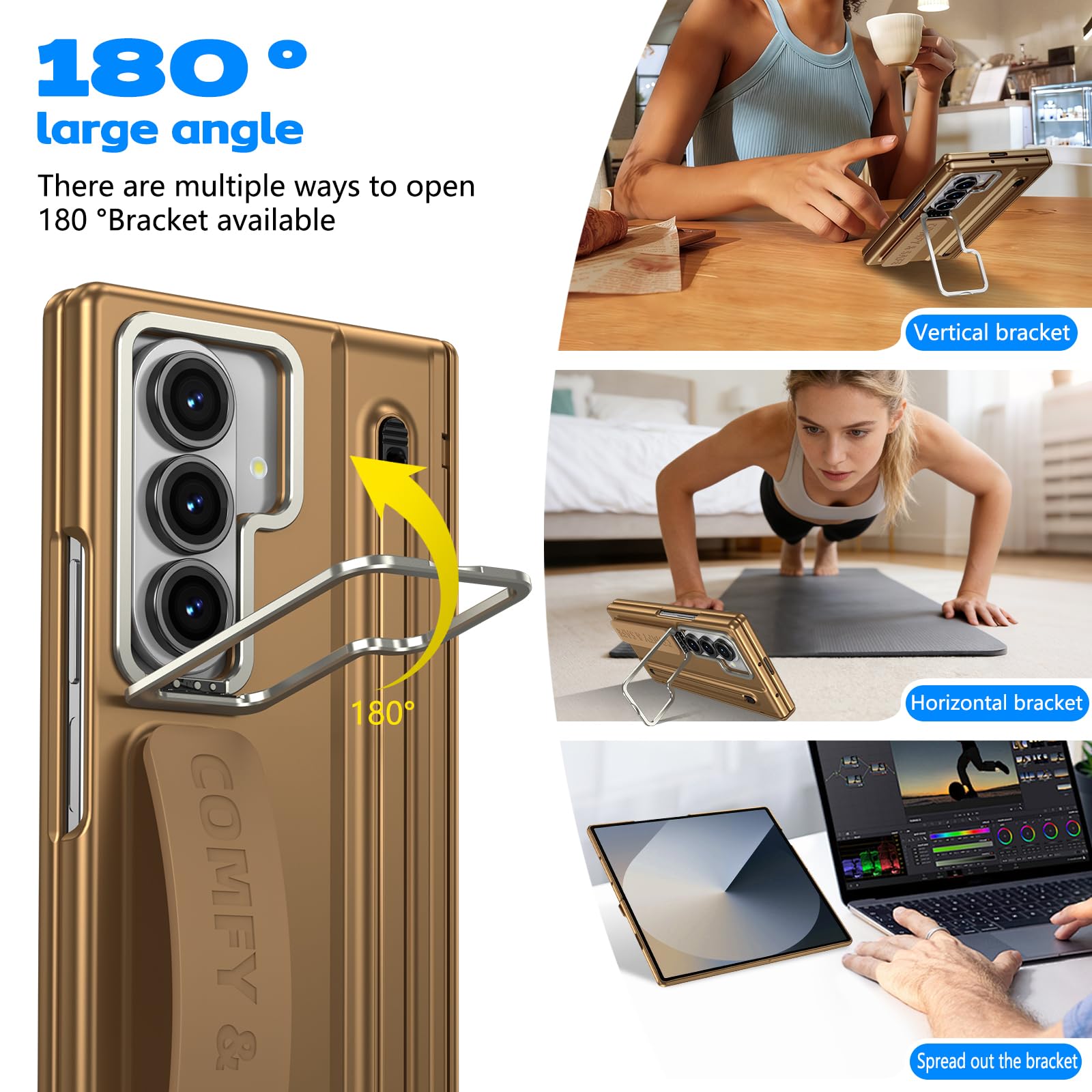 Custodia per Samsung Galaxy Z Fold 7 con portapenna e pennino, cinturino da dito per fotocamera con supporto per la protezione dello schermo, protezione a tutto tondo, antiurto, custodia per