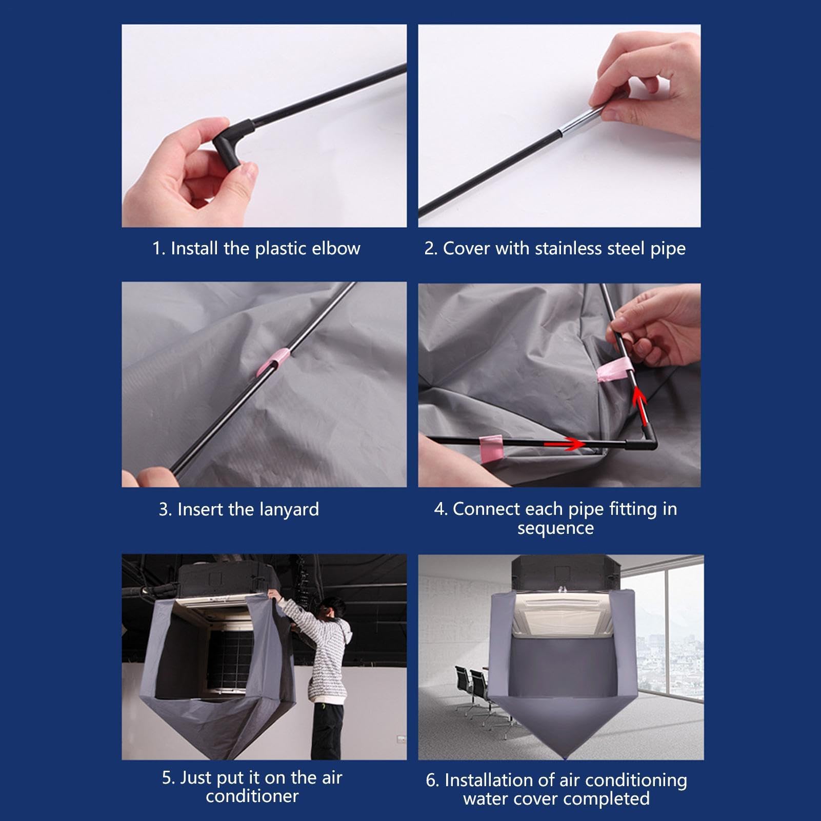 Funda de limpieza de aire acondicionado, bolsa de herramientas de mantenimiento impermeable para servicio de aire acondicionado, protección de aire acondicionado interior, ayuda de lavado esencial