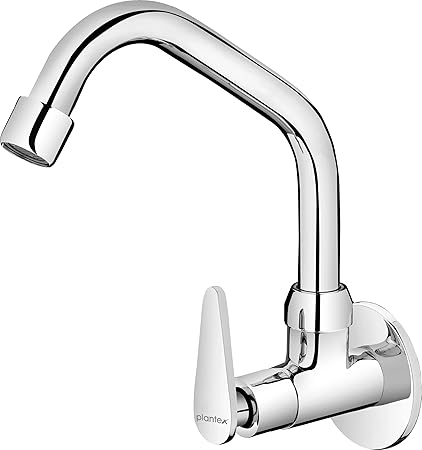 Plantex Pure Brass Kitchen Tap Faucet with (High Arc 360 Degree) Swivel Spout/Single Handle Kitchen Faucet with Brass Wall Flange & Teflon Tape/Kitchen Basin tap/Kitchen Sink Tap-(LEA-710-Chrome)