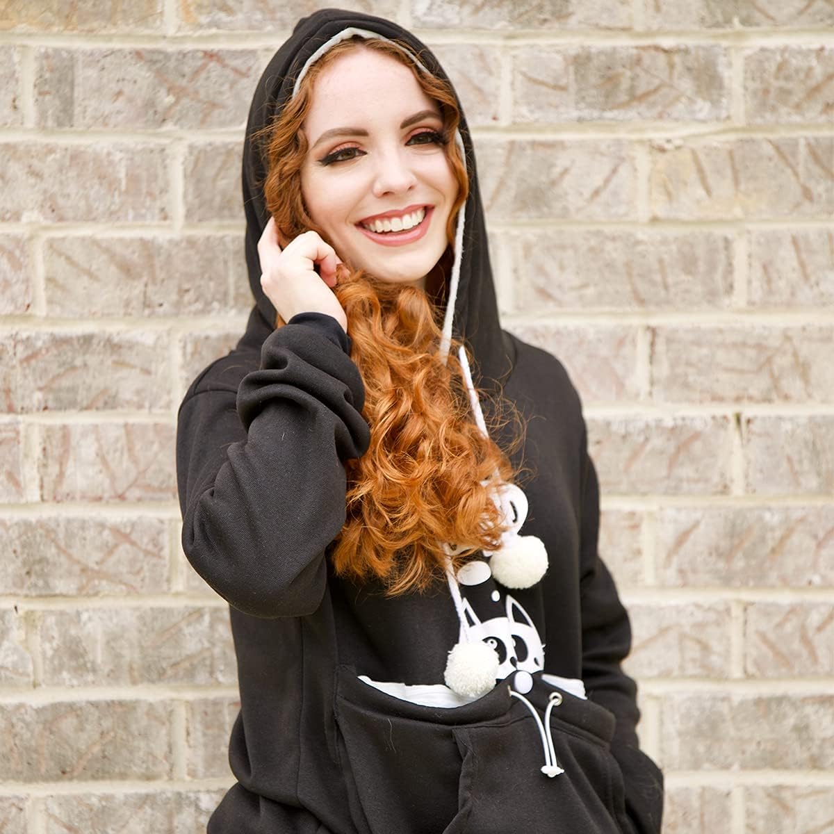 ALYC Pet Pouch Hoodie- Dog Cat Holder Carrier Sweatshirt Fleece Big Pouch Pullover for Women (Black, 3X-Large)