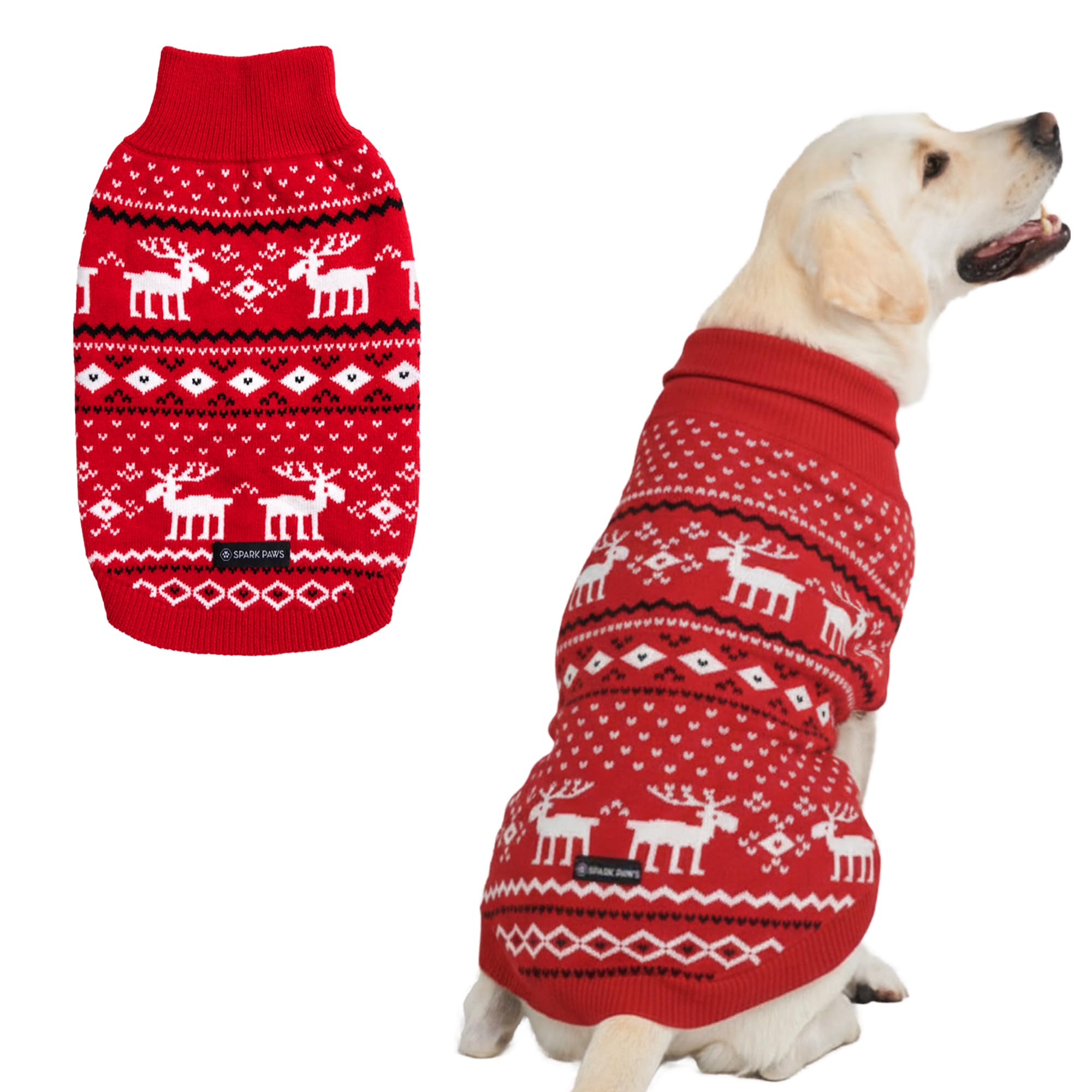 Spark Paws Christmas Knit Dog Sweater - Winter Dog Clothes, Small Med Large