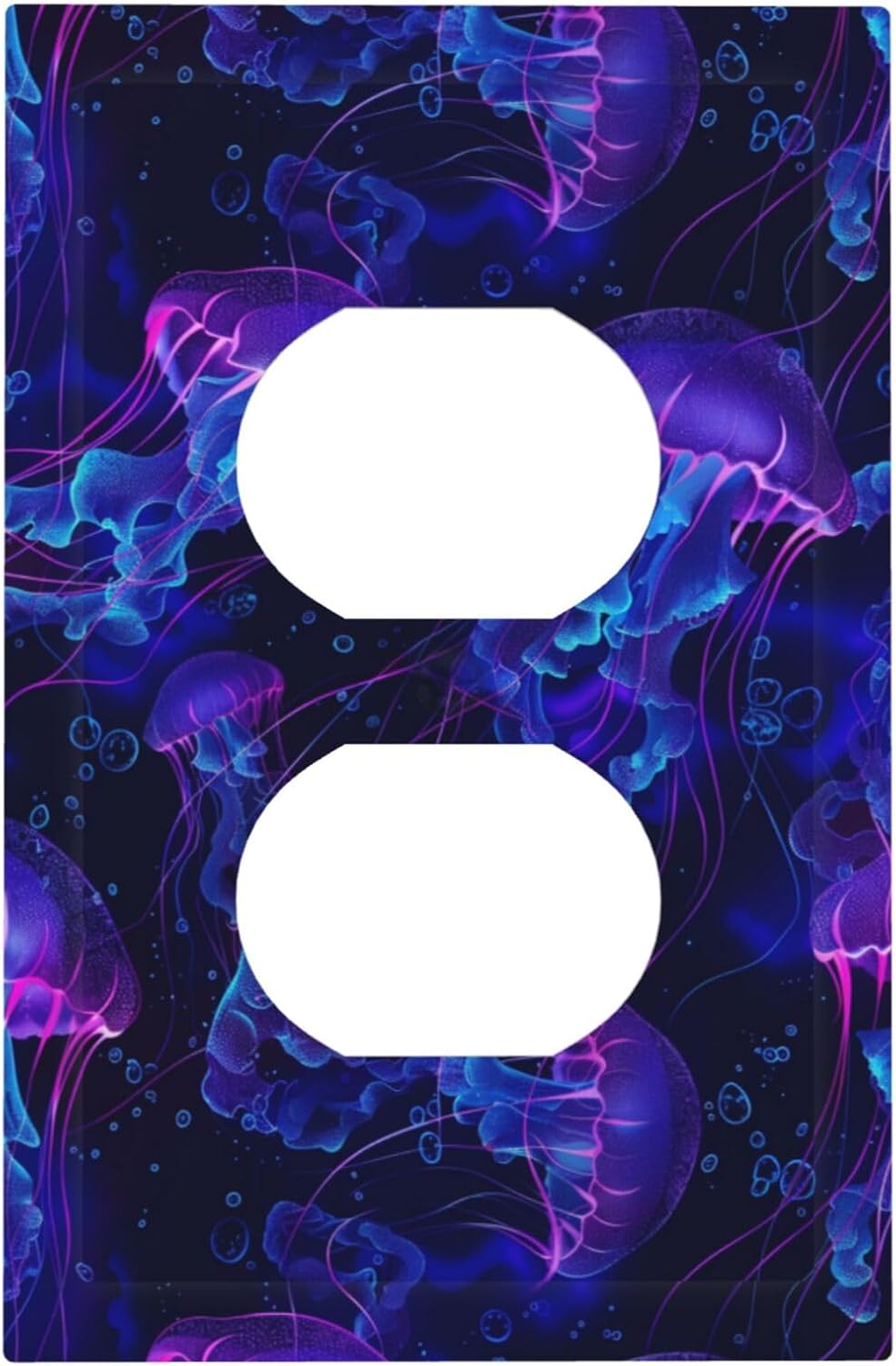 Blacklight Jellyfish Color 1 Gang Single Duplex Receptacle Outlet Cover Jumbo Size Electrical Wall Plate Electric Decorator Light Switch Face Socket Plate Cover