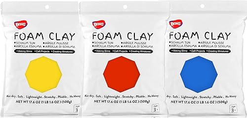 Miniatura 1 de BOHS Arcilla de espuma primaria (rojo, azul, amarillo), 3 piezas de 3.3 libras, esponjosa, suave, seca al aire, para proyectos escolares, cosplay,