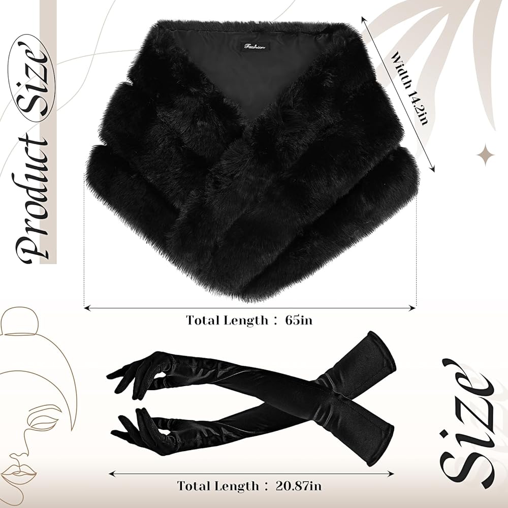 Amazon.com: Zhanmai 2 Pcs Winter Long Shawl Cloak Stretchy Glove