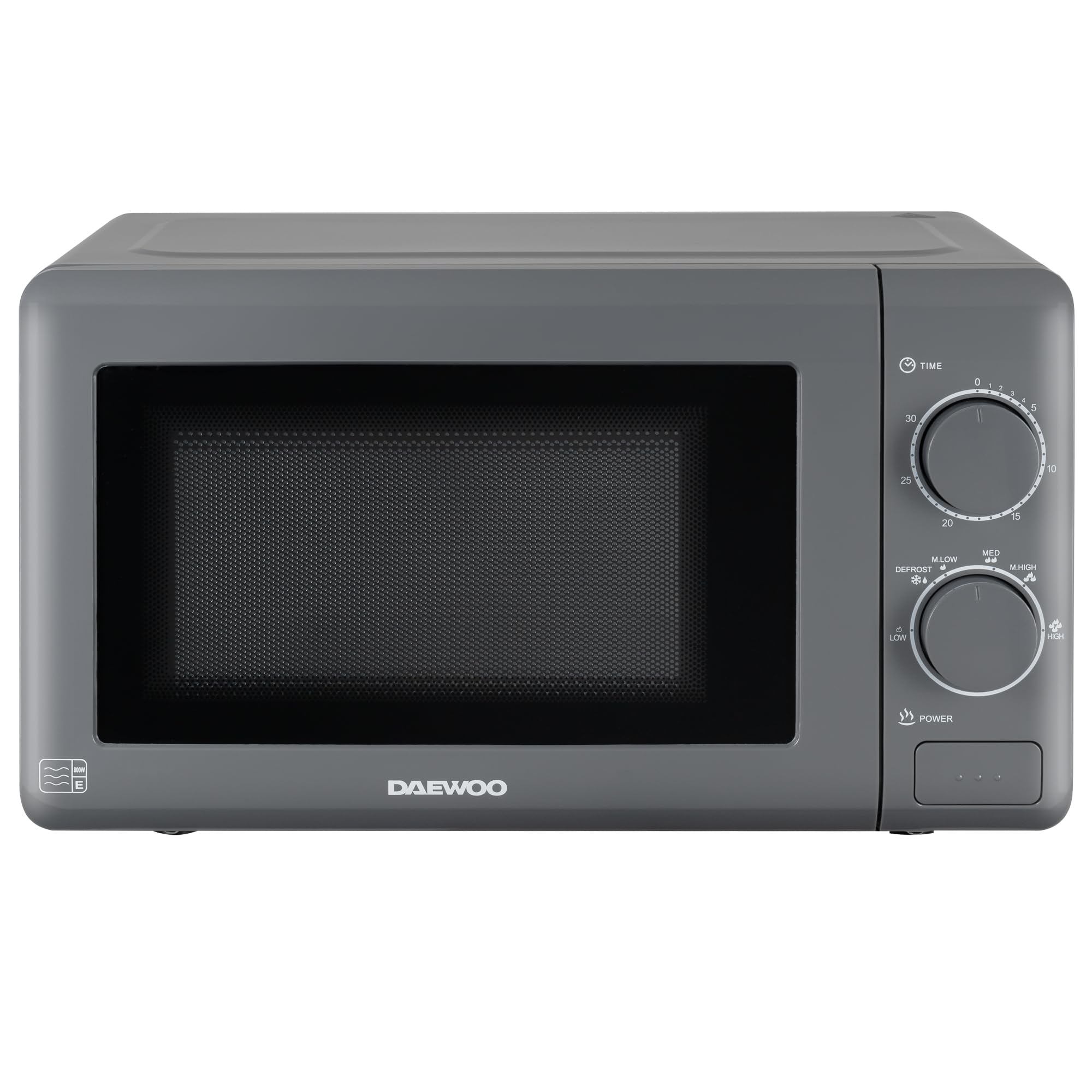 Daewoo Grey Manual Microwave 800W 20L Capacity - 5 Power Levels - Defrost Function