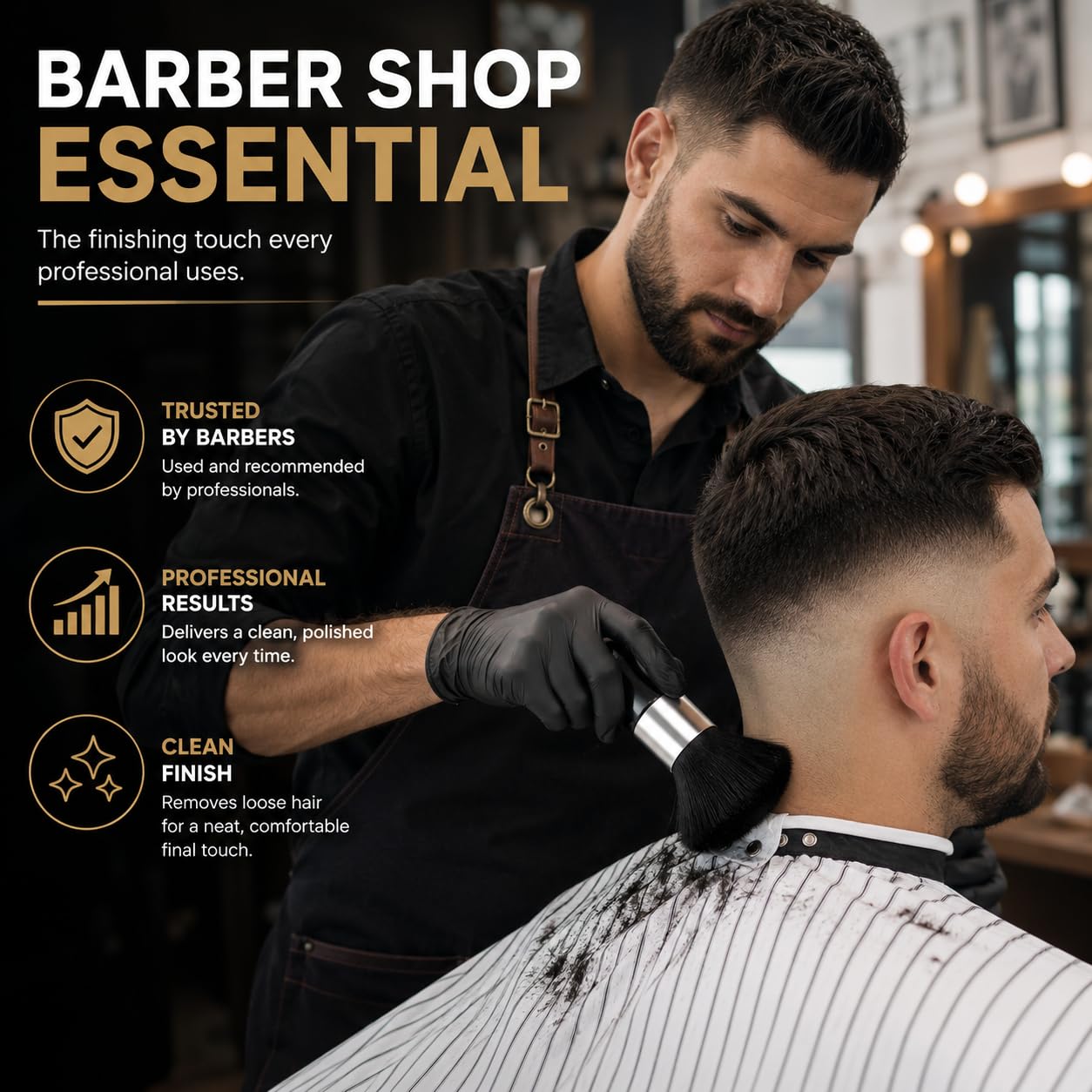 Professional Barber Cleaning Brush – Neck Duster Hair Brush for Clippers, Trimmers & Salon Styling Tools, Soft Bristles for Hair Removal After Haircuts & Shaving