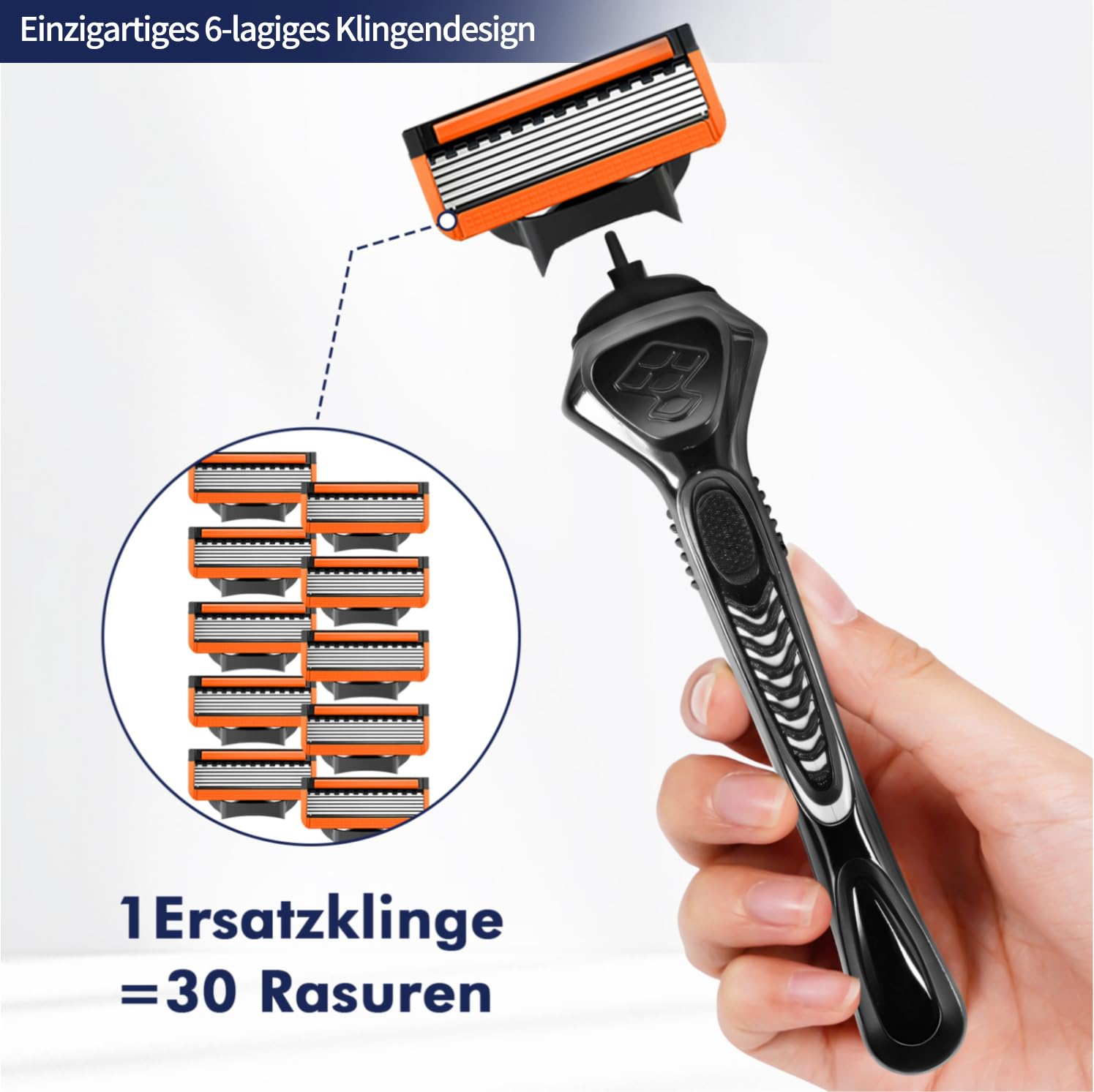 24 Stück 6 klingen Ersatzklingen kompatibel Fu-sion5, Ersatzklingen für Herren, Rasierklingen zur Reinigung von Bart Körperhaaren Leicht zu Rasieren, kein Fu-sion5 Original