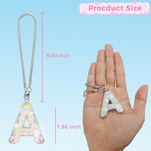 Miniatura 4 de Colgante de cristal brillante en forma de A, accesorios de automóvil para mujer, accesorios de espejo retrovisor con diamantes de imitación,