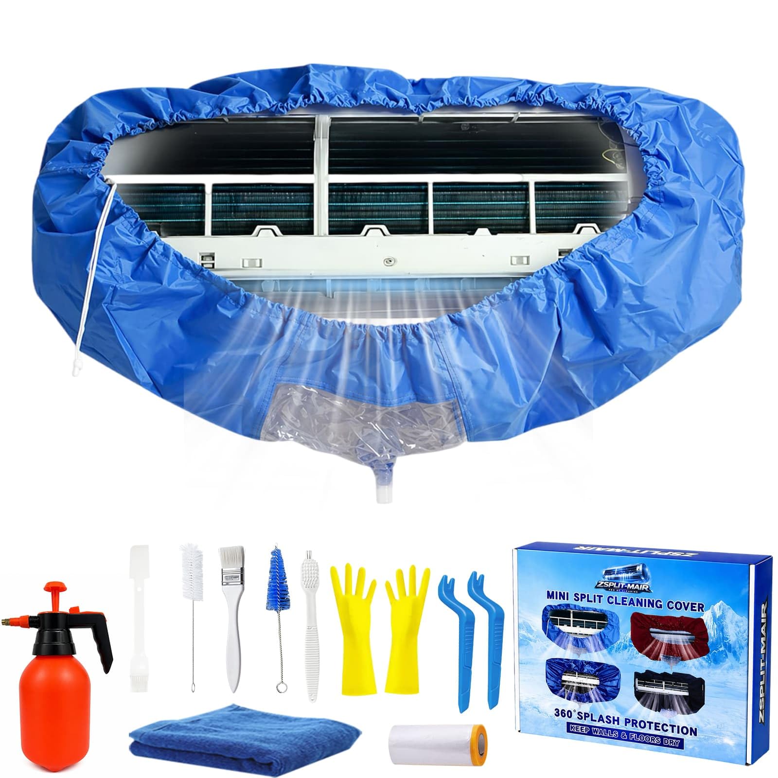 Kit nettoyage climatisation split et housse murale bleu clair - 8