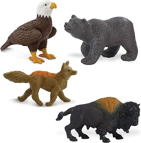 Miniatura 3 de Safari Ltd Toob, viene con 12 modelos diferentes, pintados a mano: lobo gris, alce, mapache, castor, conejo, oso, cardinal, puma, águila calva,