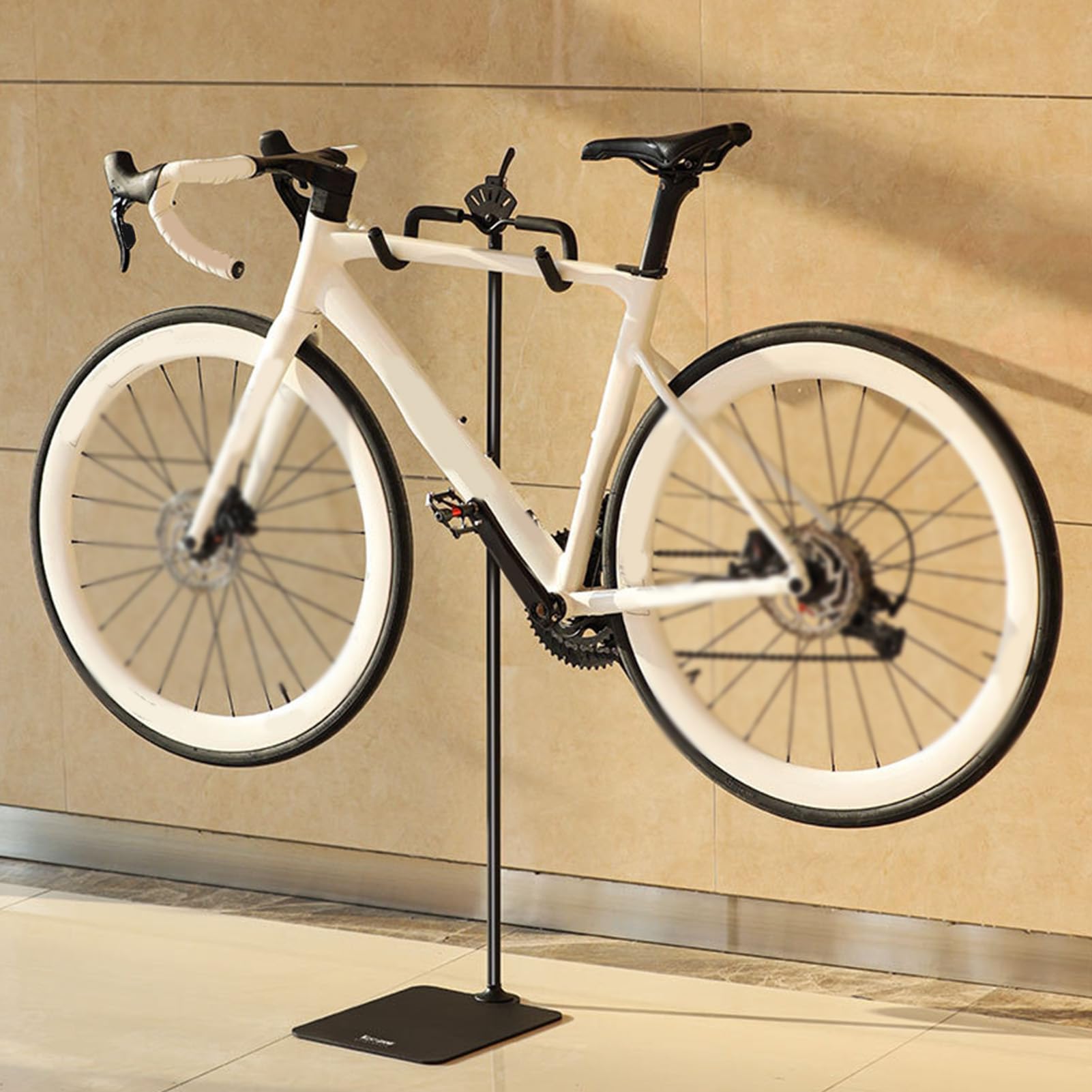 Asixxsix Supporto per Portabici, Supporto per Pavimenti per Biciclette Regolabile con Ganci Avvolti a Spugna per Mountain Bike da 26-29 Pollici, Robusti Acciaio per Garage