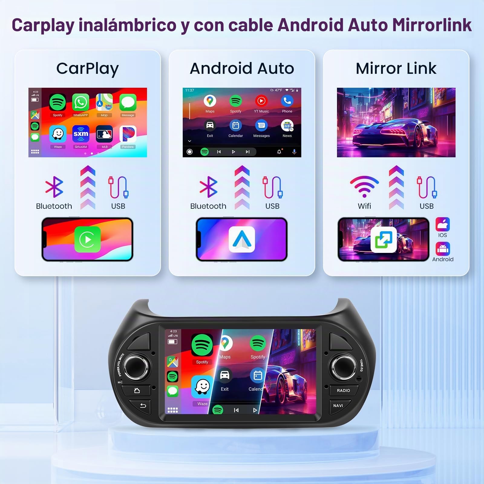 2GB+64GB Android Radio para FIAT Fiorino/Qubo/Citroen Nemo/Peugeot Bipper con Carplay Android Auto, Hodozzy Radio Coche con Pantalla Táctil de 7 Pulgadas con GPS WiFi Bluetooth DSP FM/RDS con Cámara