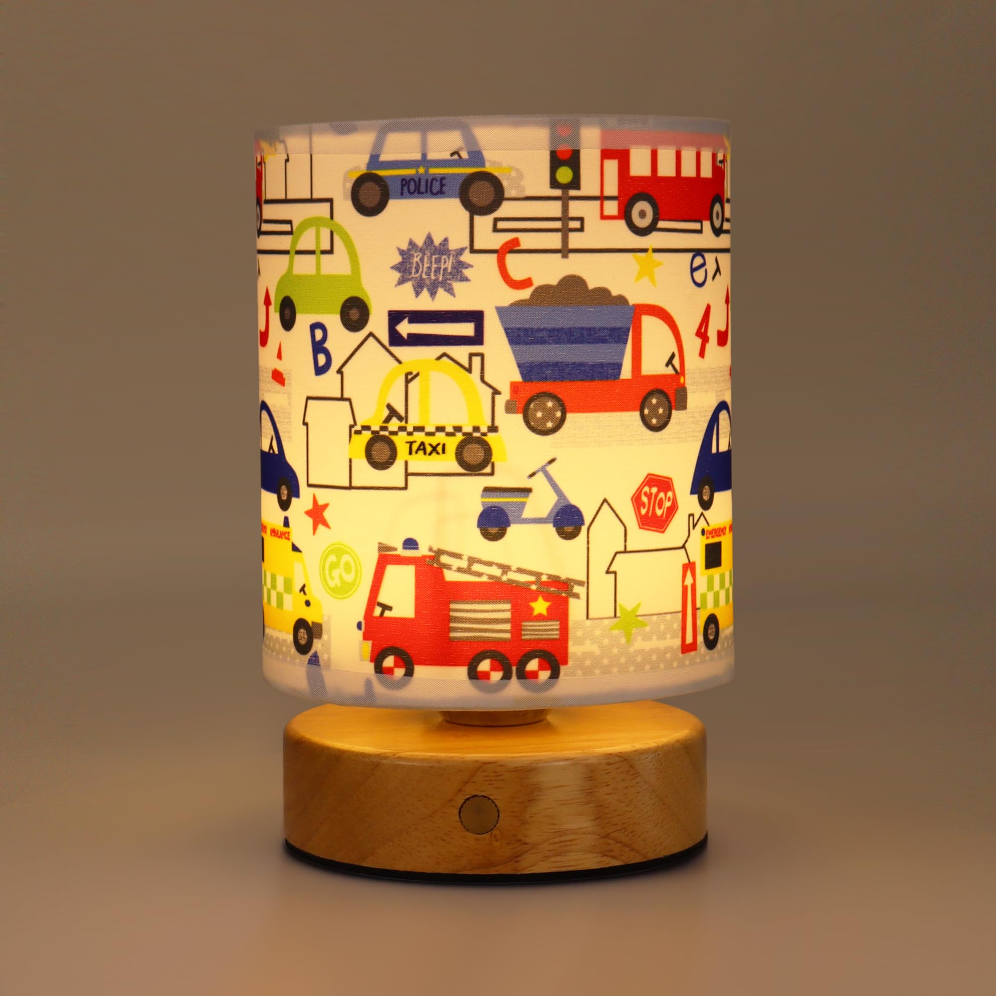 Wetry Kids Night Light, Rechargeable Bedside Lamp, Car Pattern, Cylinder