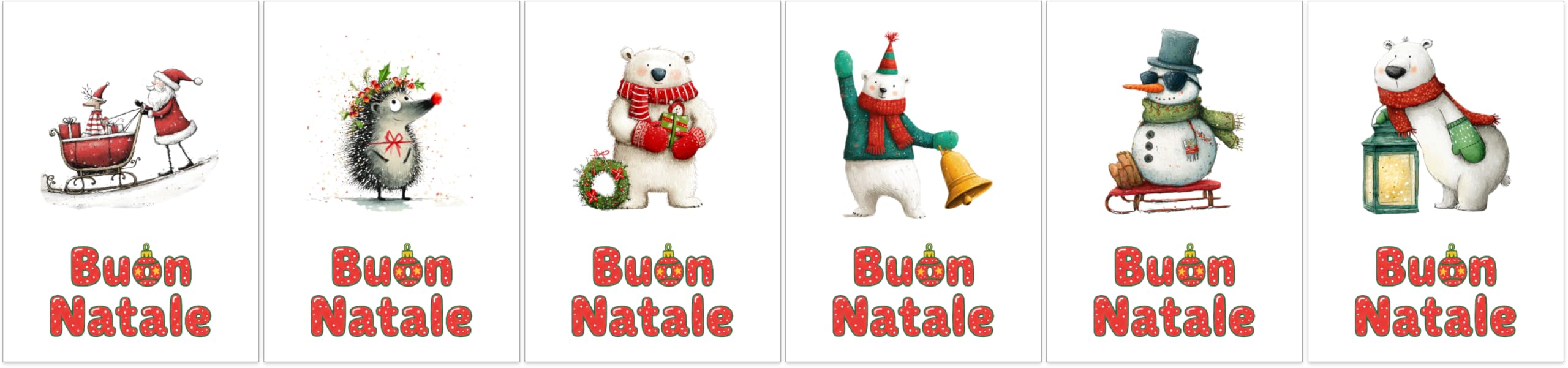 Biglietti natalizi italiani A6 con buste rosse – Set 30 pezzi
