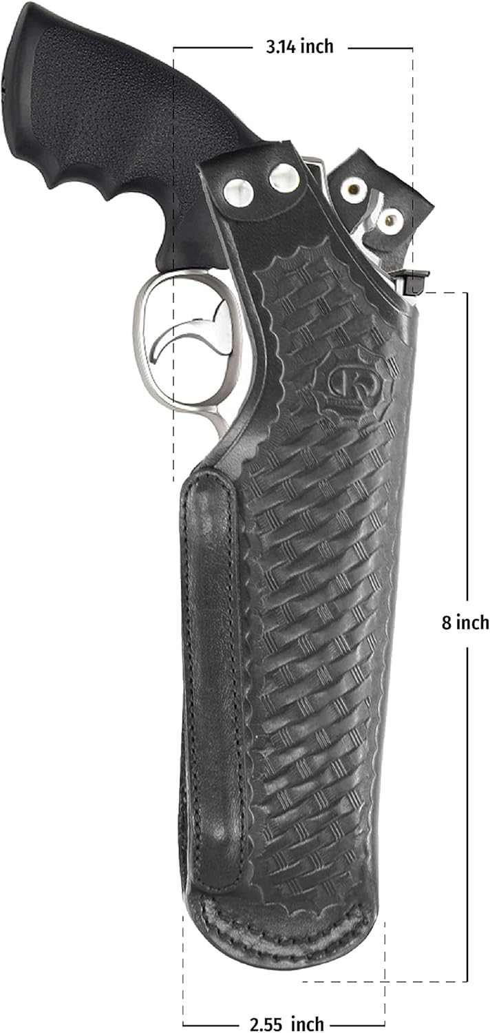 S&W 357 Magnum Shoulder Holster, 2 Gun Leather Gun Holster for 4" Barrel Vertical Carry Basketweave Genuine Leather Handmade (K448R)