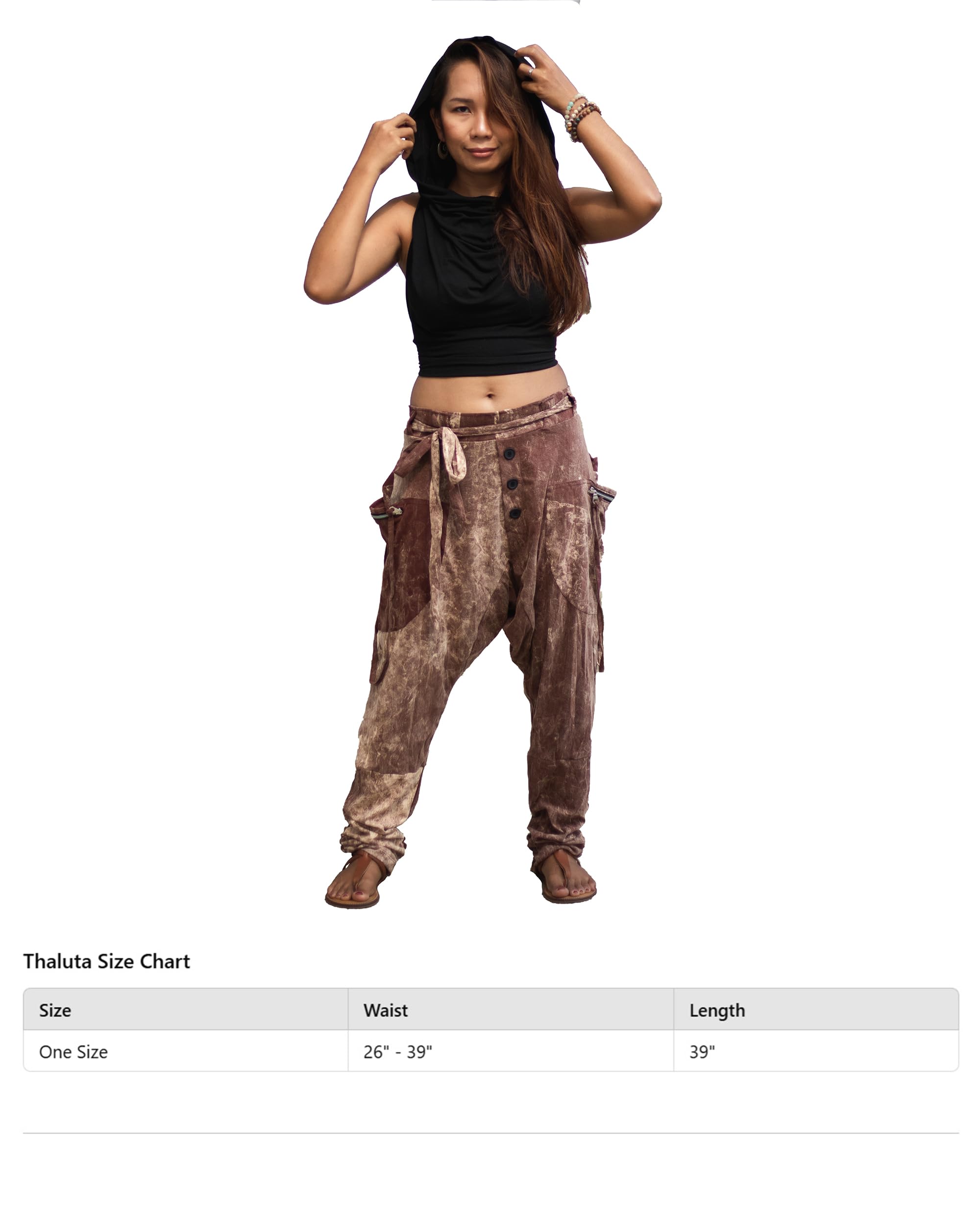 Thaluta Damen-Haremshose, weite Yoga-, Reise- und Freizeithose mit Taschen, lässiger Boho-Stil