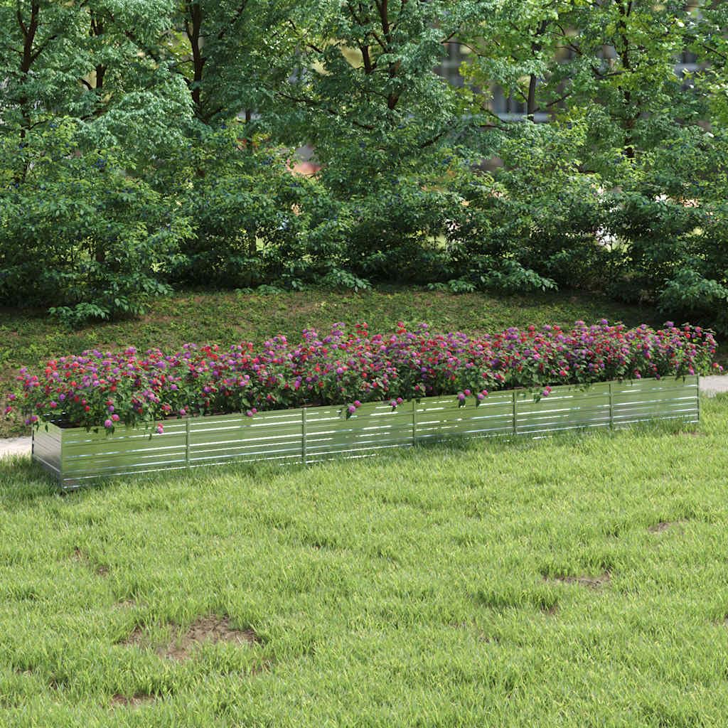 Letto rialzato da giardino 600x80x45 cm Acciaio Zincato Argento | Ampio spazio per piante da orto, terreno aperto, resistente all'acqua, uso esterno