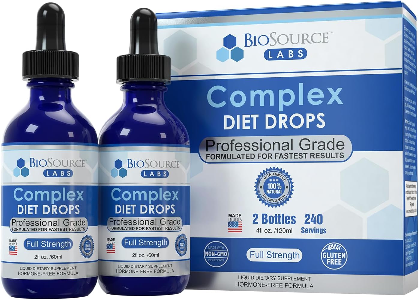 BioSource Labs Complex Diet Drops – Best Natural Drops for Men and Women (2 Bottle Pack) - 60 Day Supply