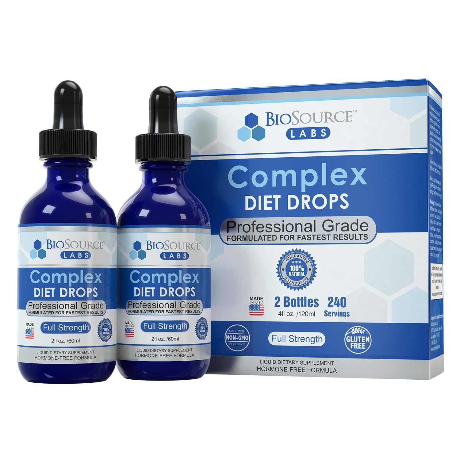 BioSource Labs Complex Diet Drops – Best Natural Drops for Men and Women (2 Bottle Pack) - 60 Day Supply