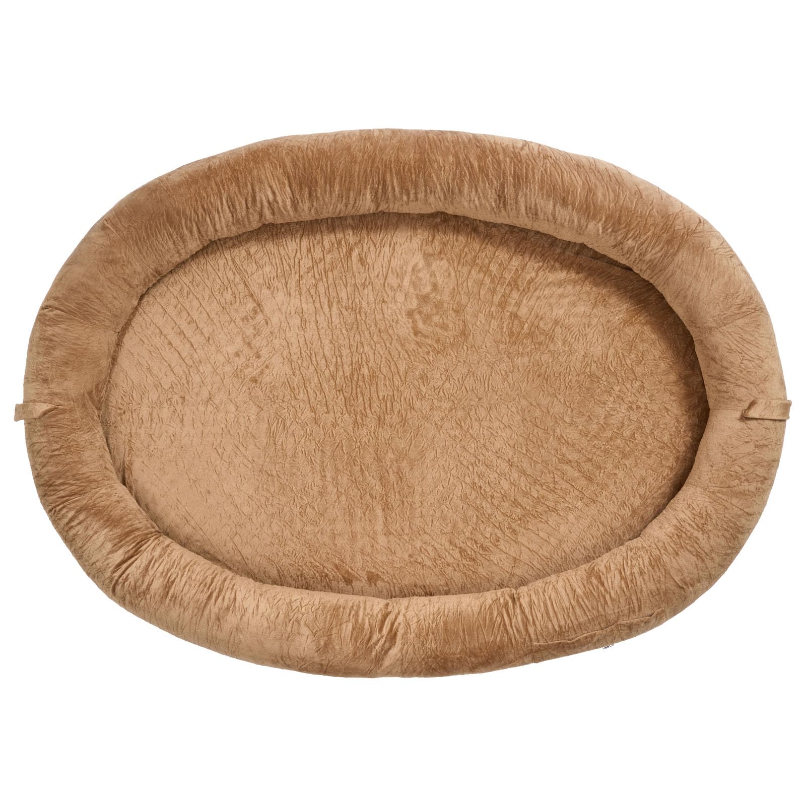 VEVOR Cama para Perros de Diseño Ovalado, Tamaño Humano, 177 x 123 x 24 cm, Ortopédica, de Espuma Viscoelástica, con Bolsillo Lateral, Asa y Cremallera, Funda Extraíble y Lavable a Máquina, Marrón