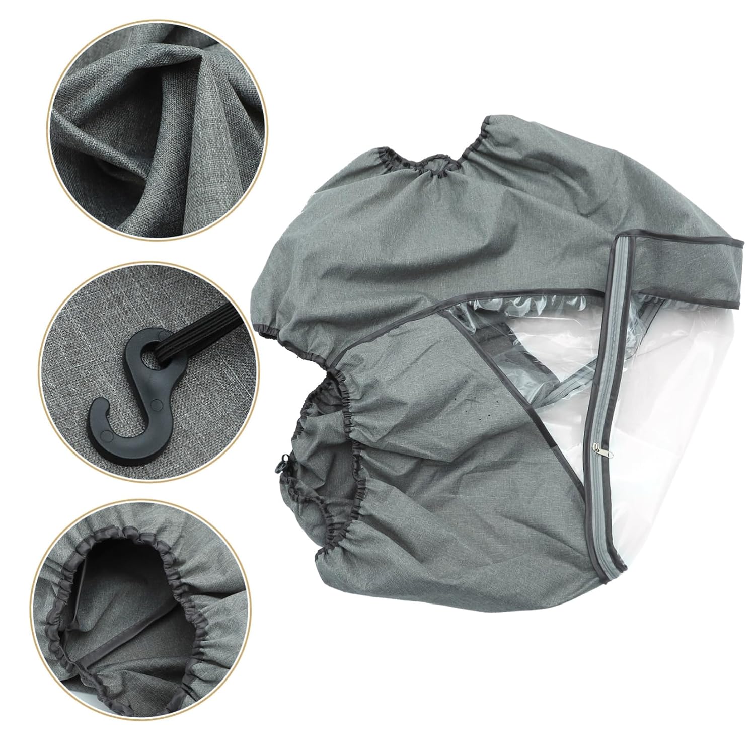 ORFOFE Windproof Stroller Rain Cover Carriage Protector Dustproof and Outdoor Grey Cover for Standard Sized Strollers