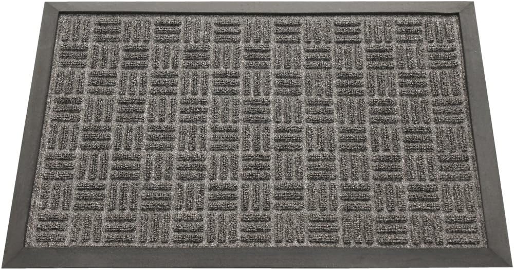 Rubber-Cal "Wellington" Rubber Backed Carpet Doormat - 3 x 5 feet - Charcoal Polypropylene Mat