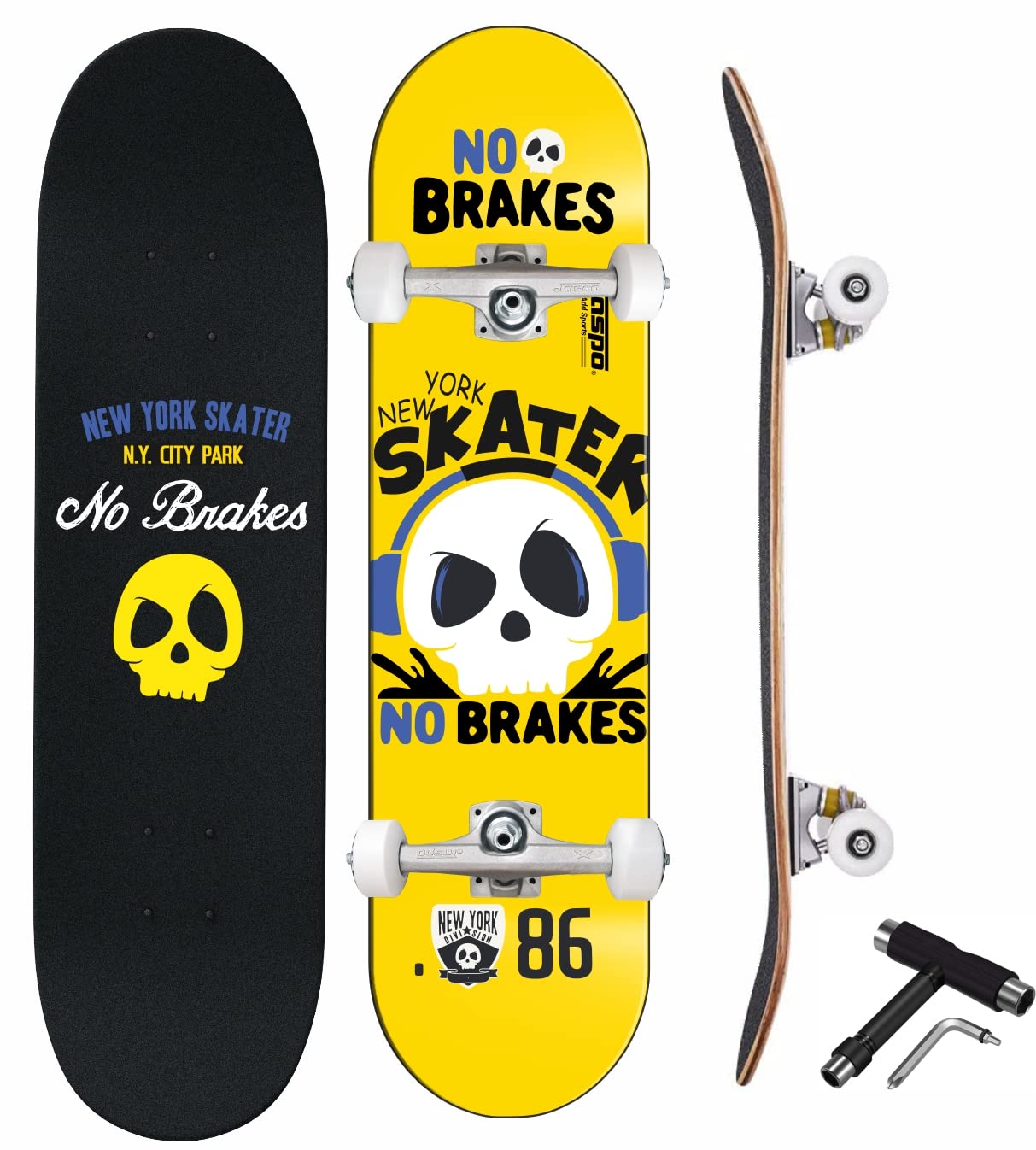 Jaspo No Brakes 31 X 8 Inches Canadian Maple 7-Layer Skateboard Complete Fully Assembled Kids/Boys/Girls/Youth/Adults Â– Made In India (No Brakes) - Multicolor (B0B619J22X) Amazon Price History, Amazon Price Tracker