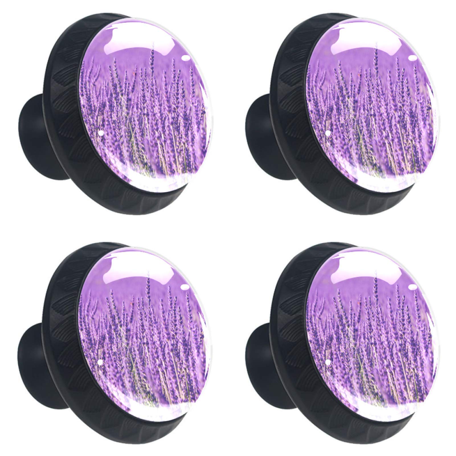 Boutons d'armoire ronds en verre lavande 30 mm pour meubles de cuisine (Lot de 4)
