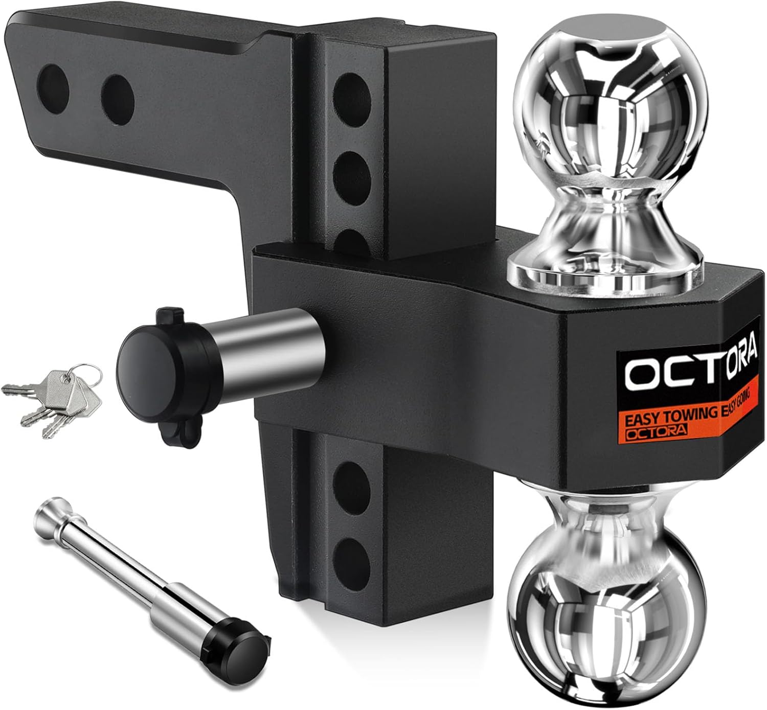 octora Adjustable Aluminum Trailer Hitch with 6-inch Drop/Rise
