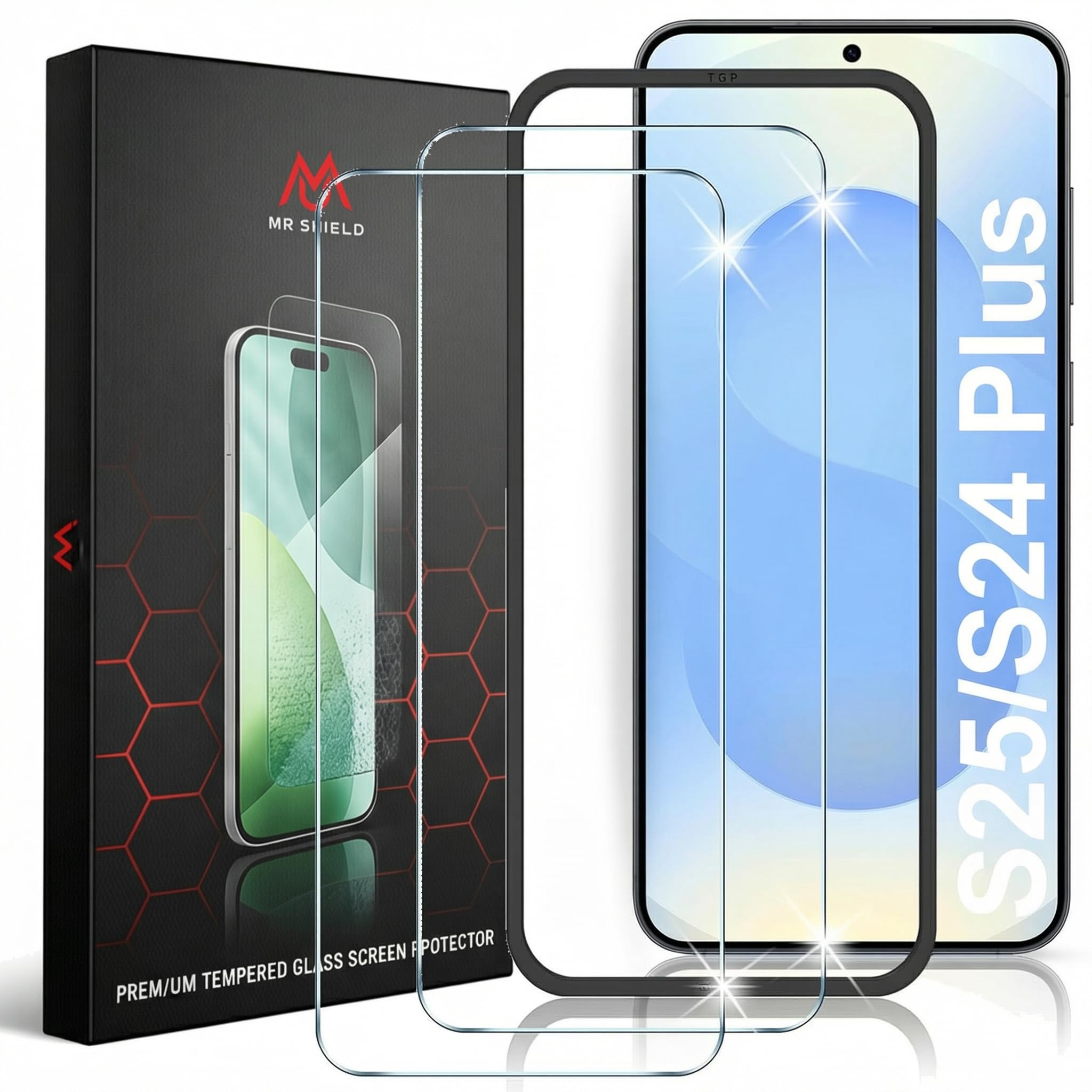 Mr.Shield [2 Pack] Screen Protector for Samsung Galaxy S25 Plus and S24 Plus, 9H Hardness Tempered Glass Screen Guard, Military Grade Shatterproof, Easy Installation Tray, HD Clarity, Case-Friendly-image-28