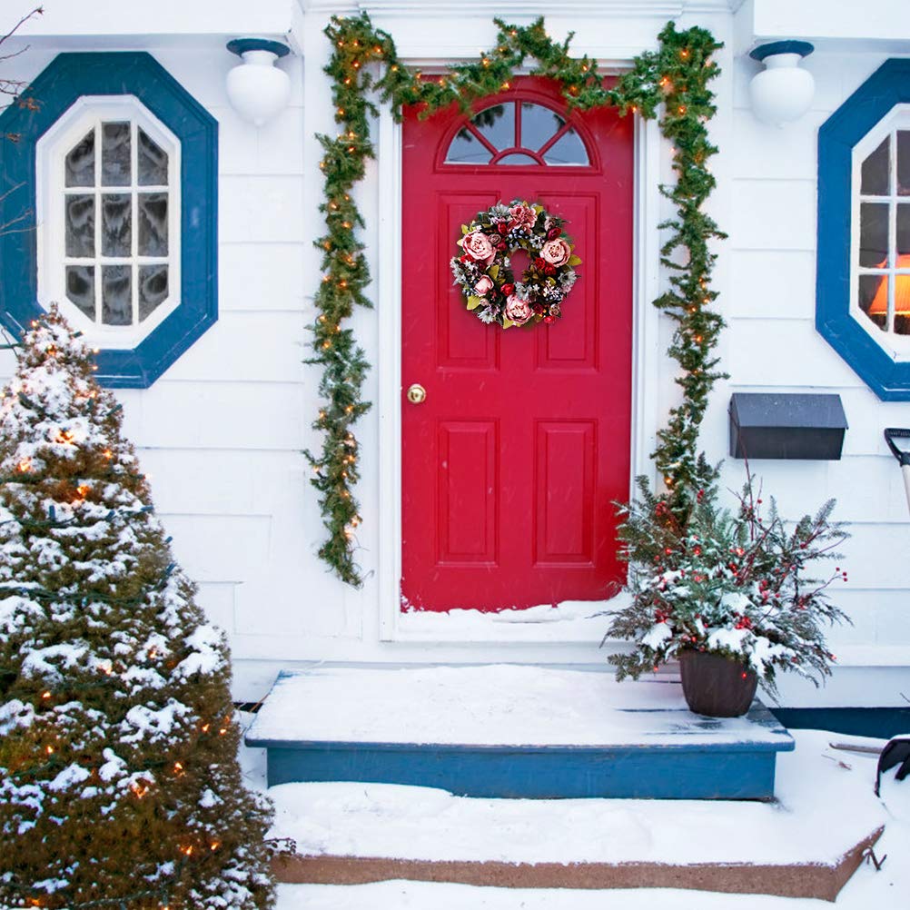 Weihnachts-Pfingstrosen-Kranz, Elegante Handgefertigte Künstliche Girlande für Tür, Wand, Heimdekoration für Familie, Freunde, Hochzeit, Party