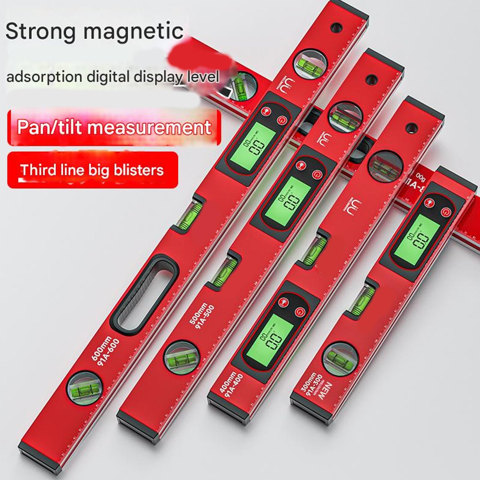 Regla electrónica digital de nivel y medidor de precisión ± 0,1°, construcción de aluminio para entusiastas del bricolaje, base magnética