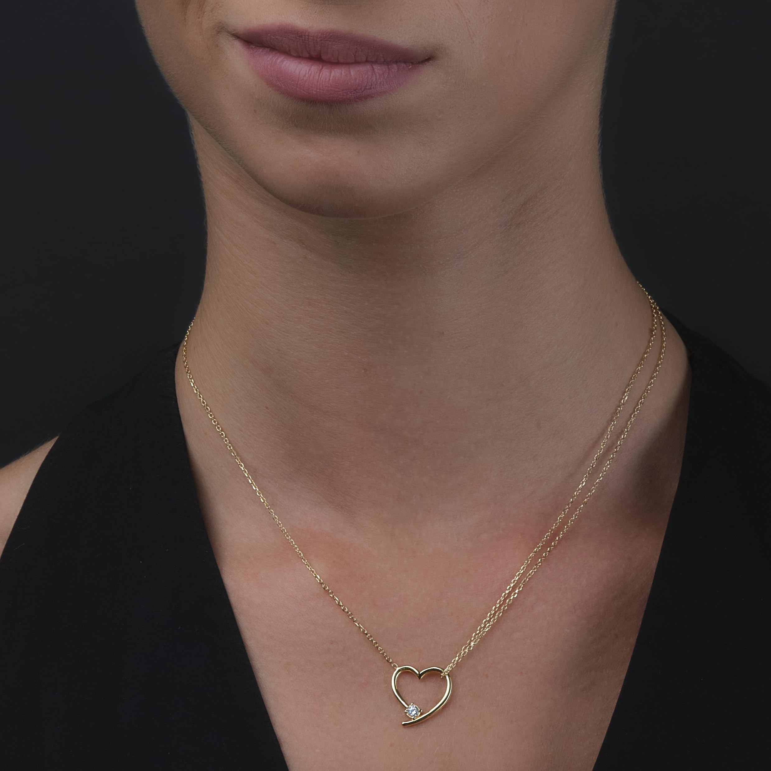 MIORE Collar Mujer Plata de Ley 925 Bañado en Oro de 18K 750 o Collar Mujer Oro Blanco 9 Quilates 375 y Cadena Plata 45cm, Colgante Corazón, Hecho a Mano, Joyas Dorados con Joyero