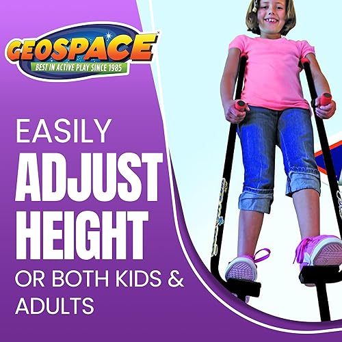 Miniatura 8 de Geospace Air Kicks - Zancos de equilibrio de acero originales Walkaroo Xtreme con elevadores Vert ajustables en altura rojo