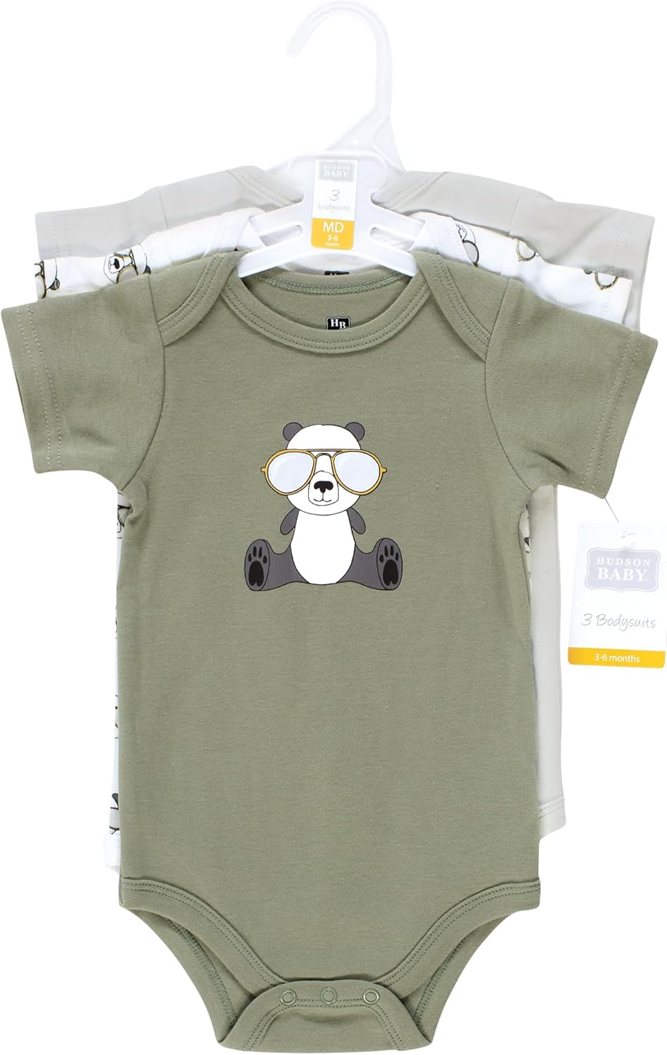 Hudson Baby Infant Boy Cotton Bodysuits, Cool Panda, 3-6 Months - Image 2