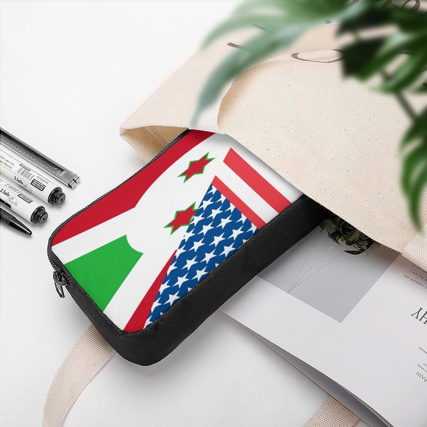 USA And Burundi Flag Travel Cosmetic Bag Makeup Bag image 3
