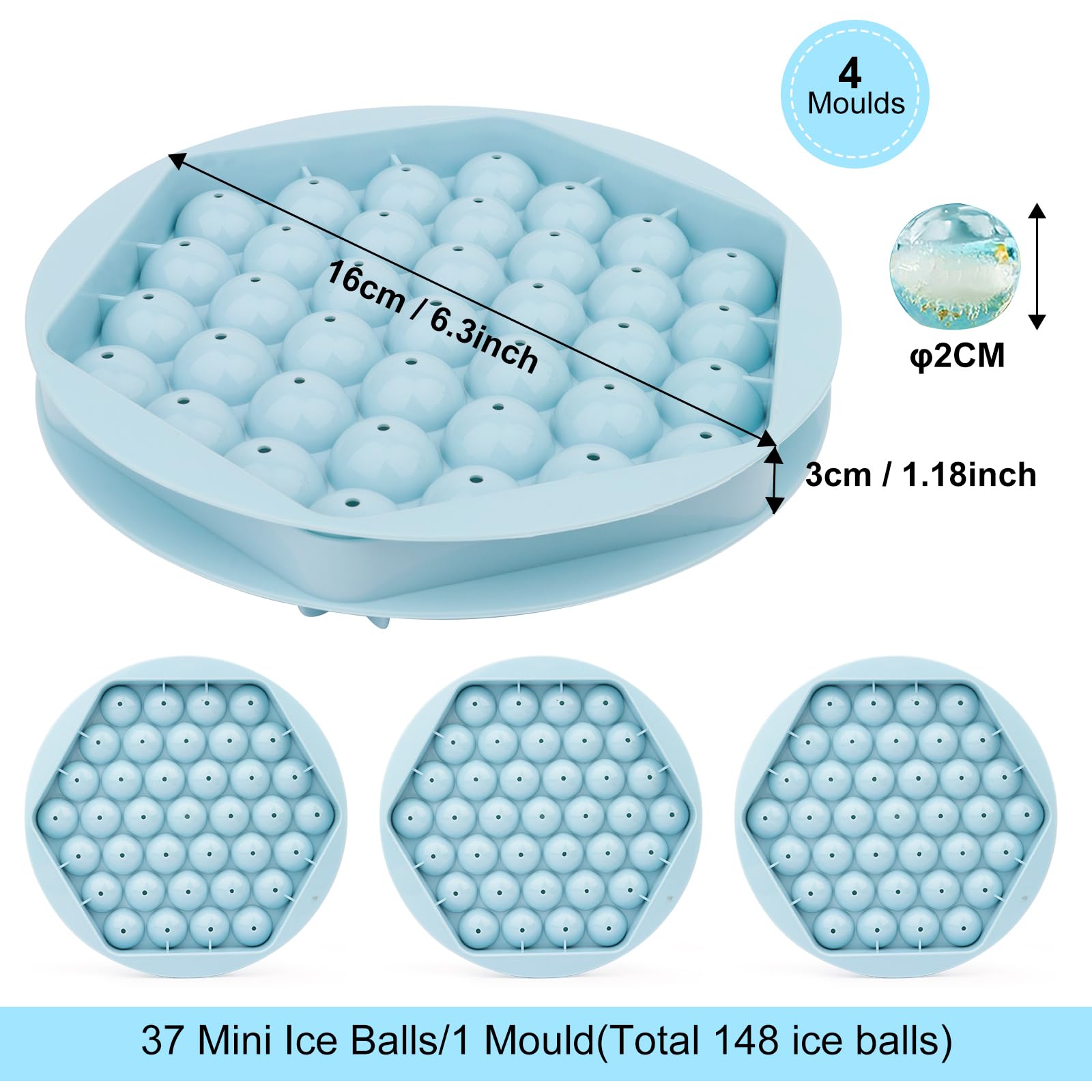 Stampo Ghiaccio Silicone 4 Pezzi Con Coperchio - BPA Free, Impilabile E Salvaspazio - Foto 4
